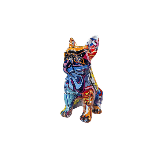 Transfer printed standing bulldog colourful pop art